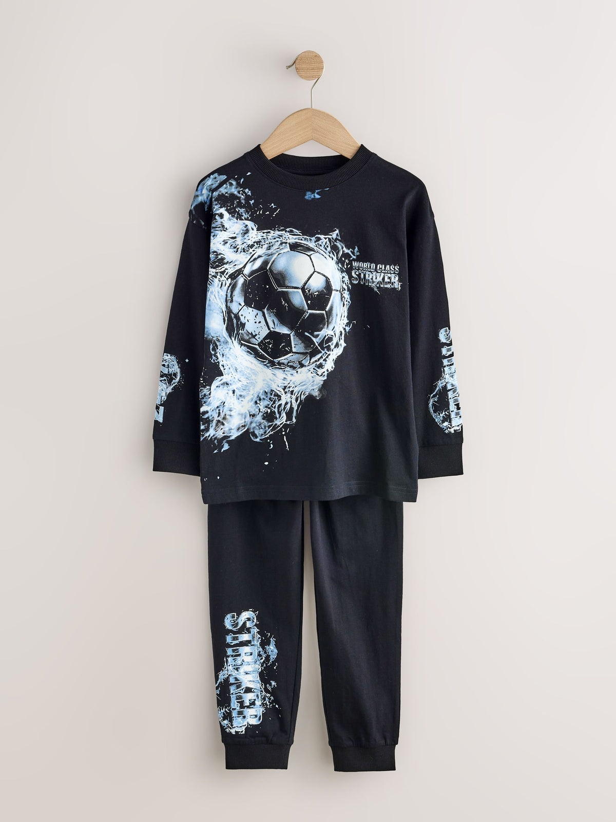 Black/Silver Football Long Sleeve Pyjamas 2 Pack (3-16yrs) - image 8