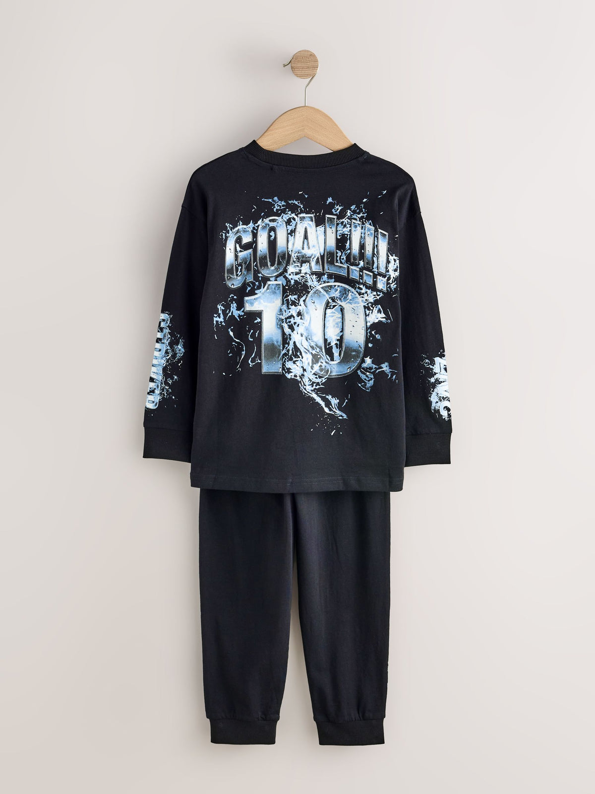Black/Silver Football Long Sleeve Pyjamas 2 Pack (3-16yrs) - image 9