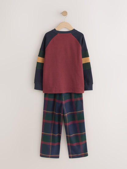Burgundy/Green Check Woven Pyjamas 2 Pack (3-16yrs) - image 2