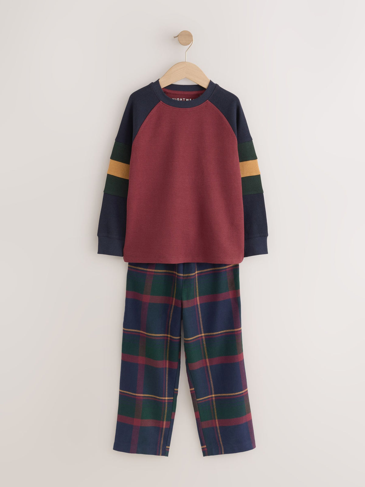 Burgundy/Green Check Woven Pyjamas 2 Pack (3-16yrs) - image 3