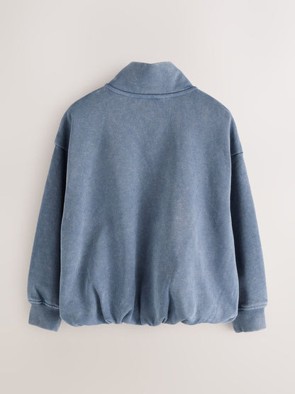 smALLSAINTS Blue Zip Up Bubble Hem Sweatshirt - image 6