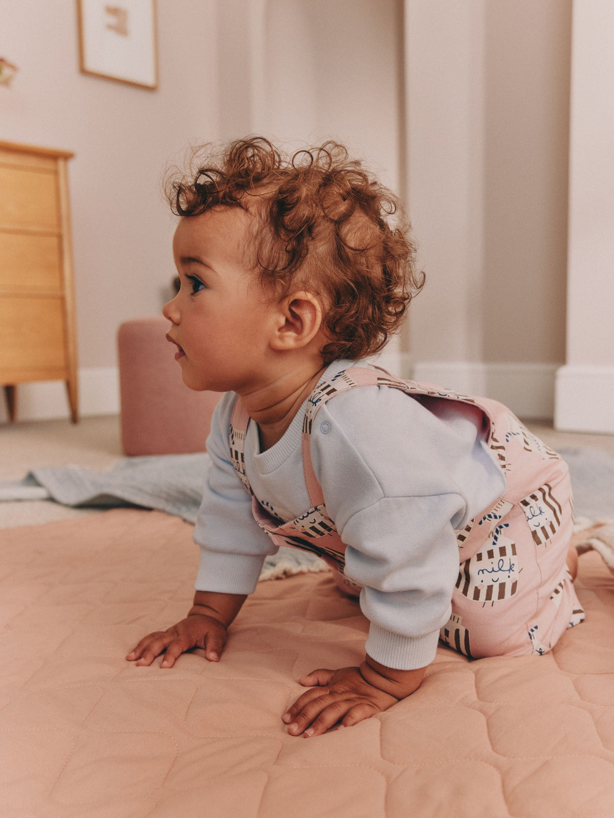 Pink Milk Club Long Sleeve Bodysuit And Woven Dungarees Set 2 Piece (0mths-2yrs) - image 2