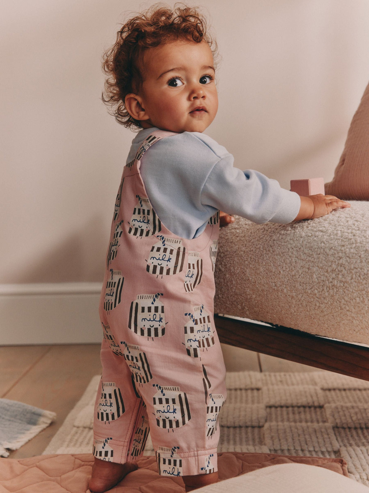Pink Milk Club Long Sleeve Bodysuit And Woven Dungarees Set 2 Piece (0mths-2yrs) - image 4