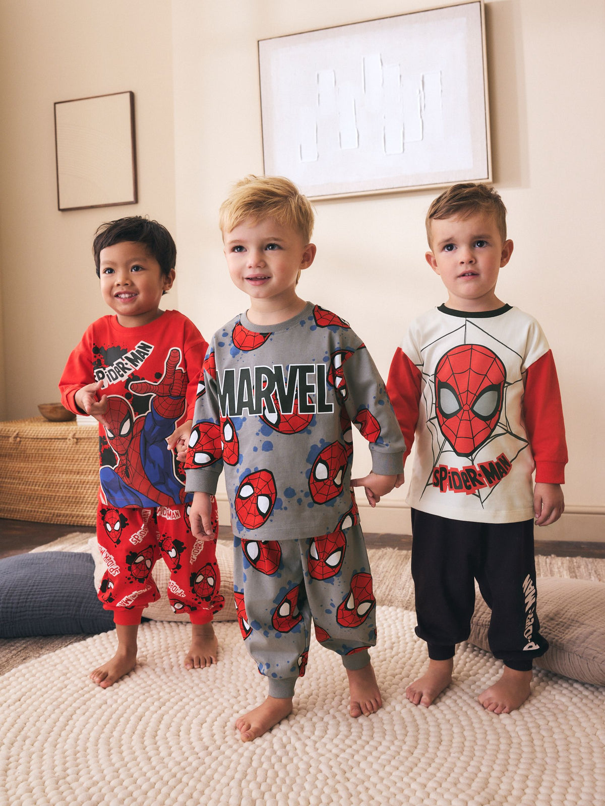 Red/Black/Grey Spiderman Long Sleeve Jogger Pyjamas 3 Pack (12mths-10yrs) - image 1