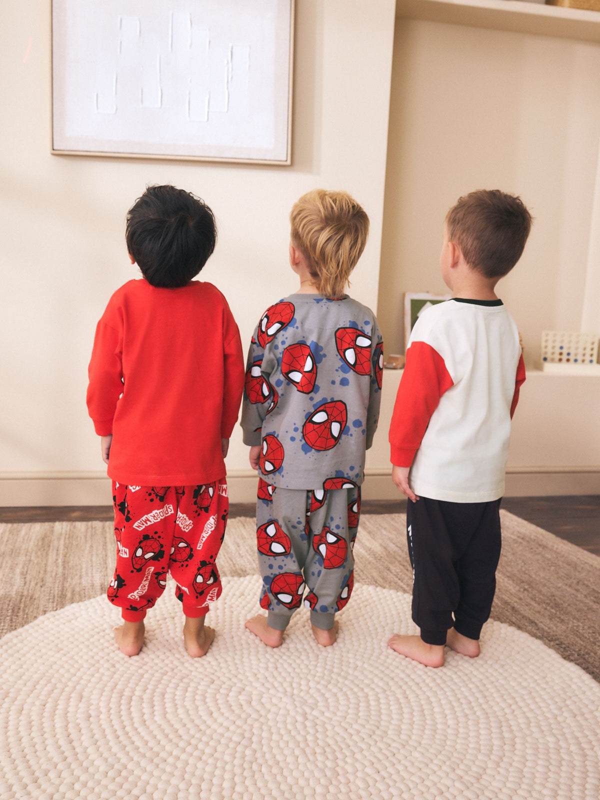Red/Black/Grey Spiderman Long Sleeve Jogger Pyjamas 3 Pack (12mths-10yrs) - image 2