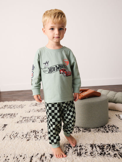 Green Hotwheels Long Sleeve Jogger Single Pyjamas (9mths-9yrs) - image 2