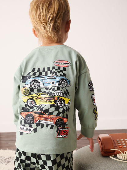 Green Hotwheels Long Sleeve Jogger Single Pyjamas (9mths-9yrs) - image 4