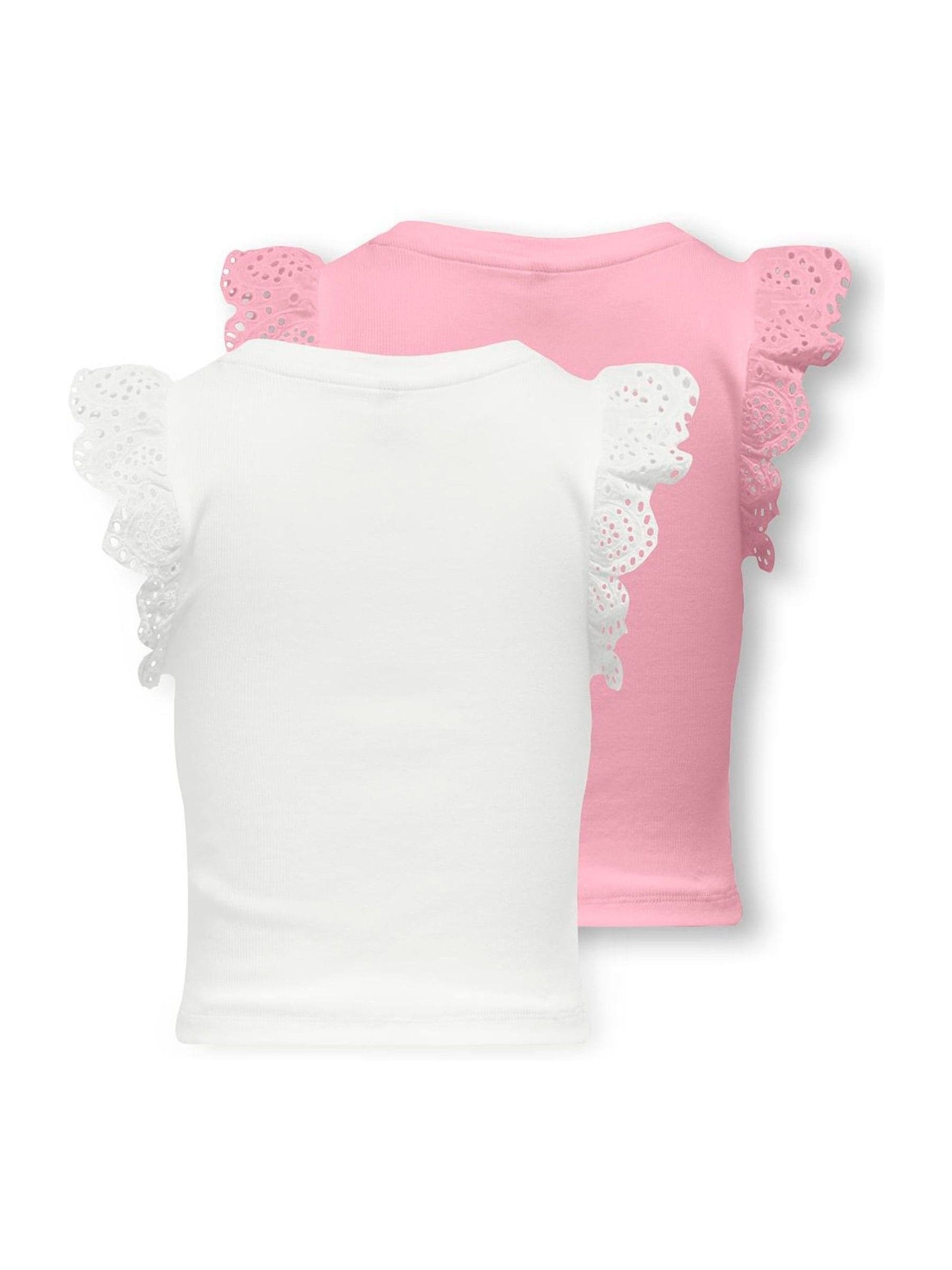 Dsiney Kidz - ONLY KIDS Pink/White ONLY KIDS Frill Sleeve T-Shirts 2 Pack image 2