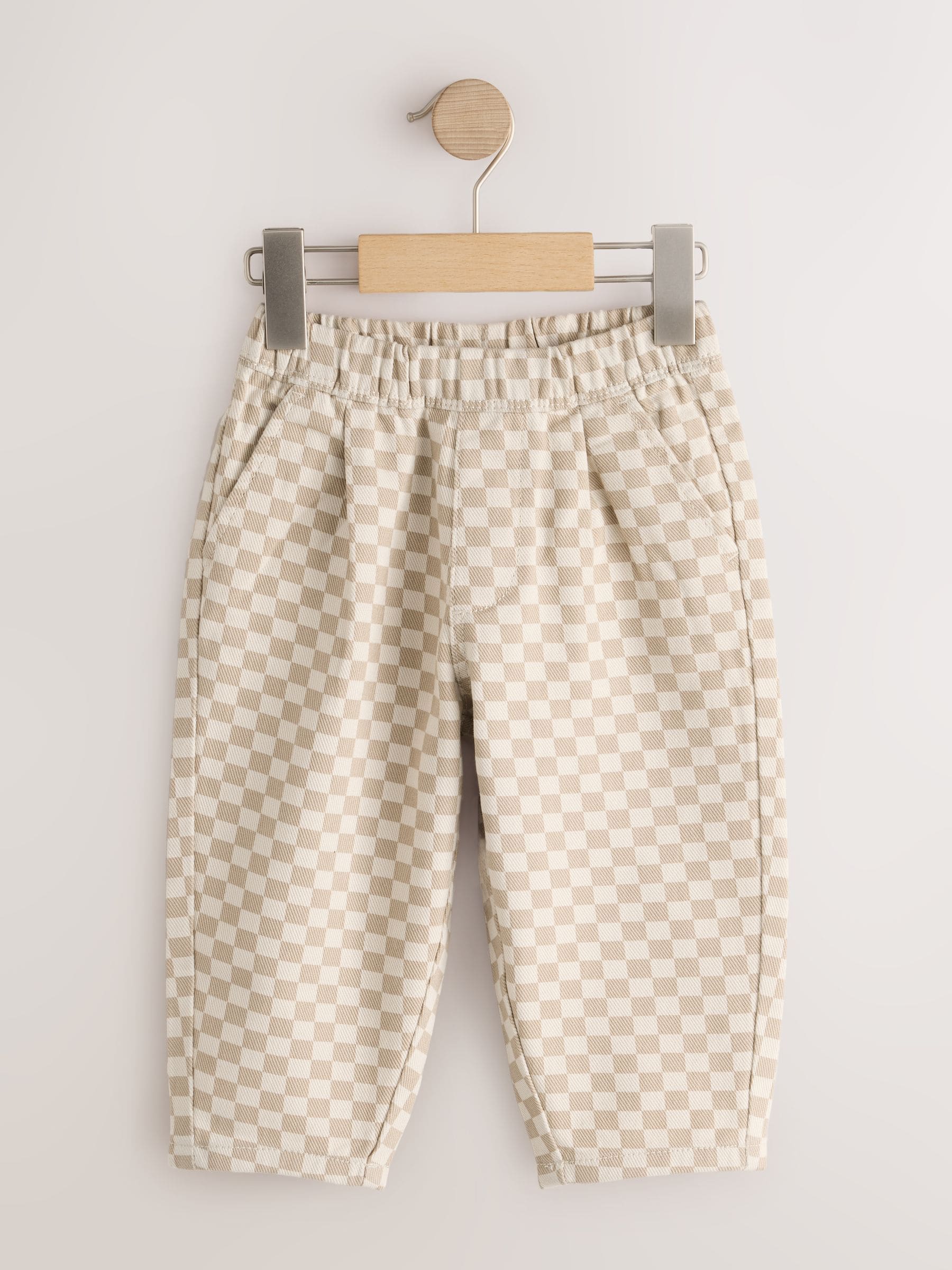 Neutral Checkerboard Pull On Barrel Trousers (3mths-7yrs) image 5