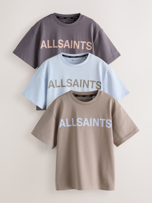 Dsiney Kidz - smALLSAINTS Brown Oversized Girls Logo T-Shirts 3 Pack image 1