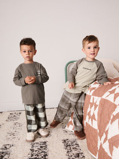 Brown/Cream Wide Leg Woven Bottom Pyjamas Set 2 Pack (9mths-12yrs) - image 1
