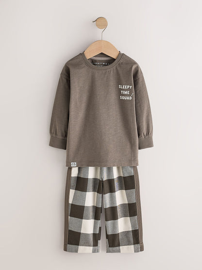 Brown/Cream Wide Leg Woven Bottom Pyjamas Set 2 Pack (9mths-12yrs) - image 7