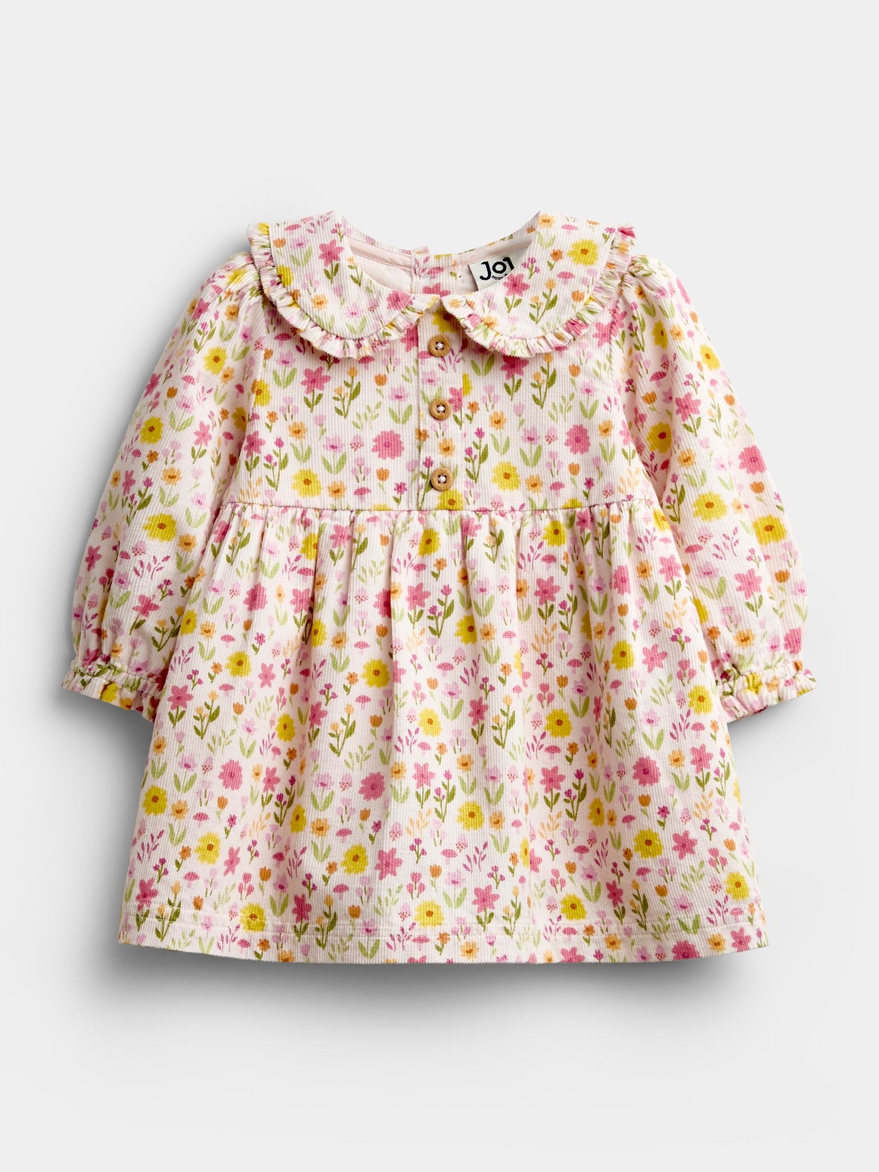 Dsiney Kidz - JoJo Maman Bébé Pink Floral Cord Baby Dress & Tights Set image 2