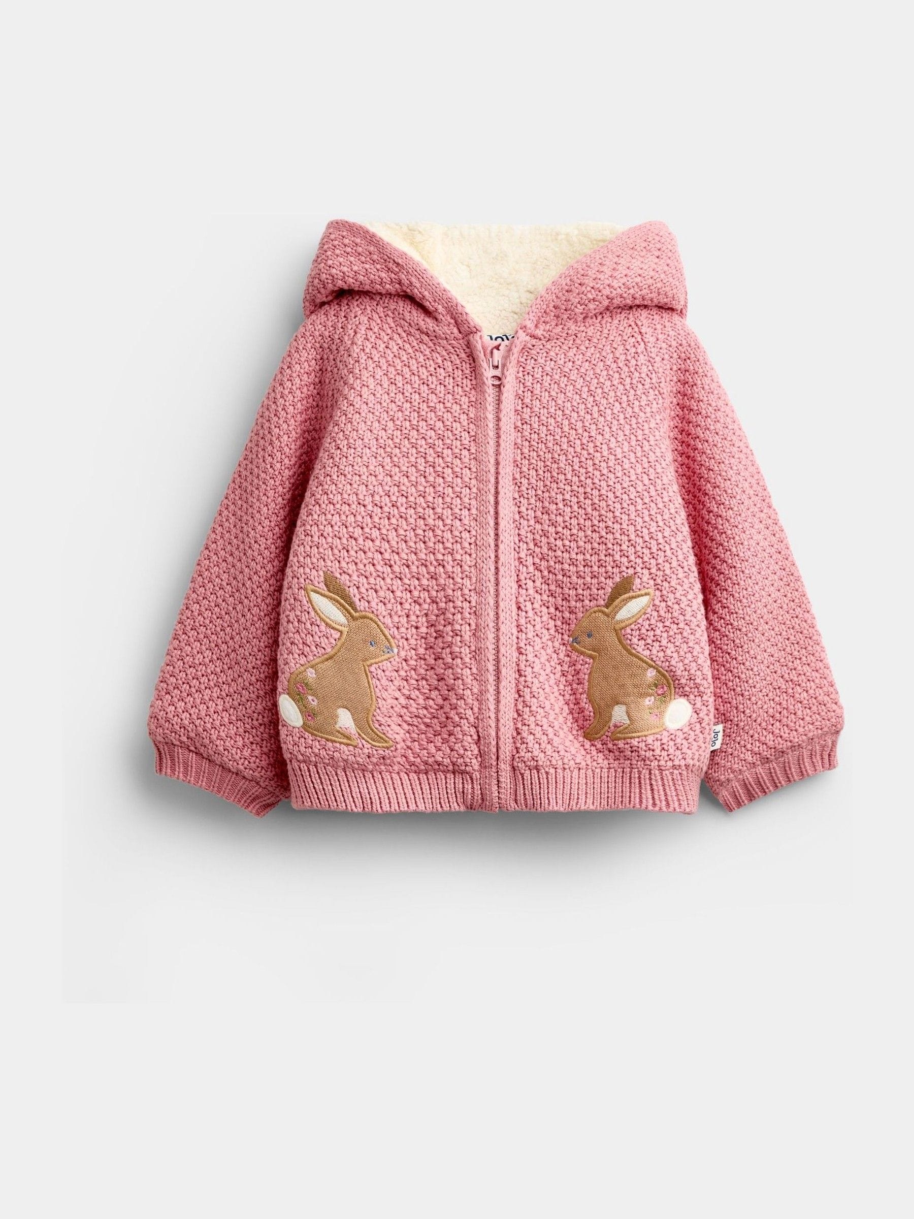 Dsiney Kidz - JoJo Maman Bébé Mid Pink Bunny Appliqué Knitted Baby Hoodie image 1