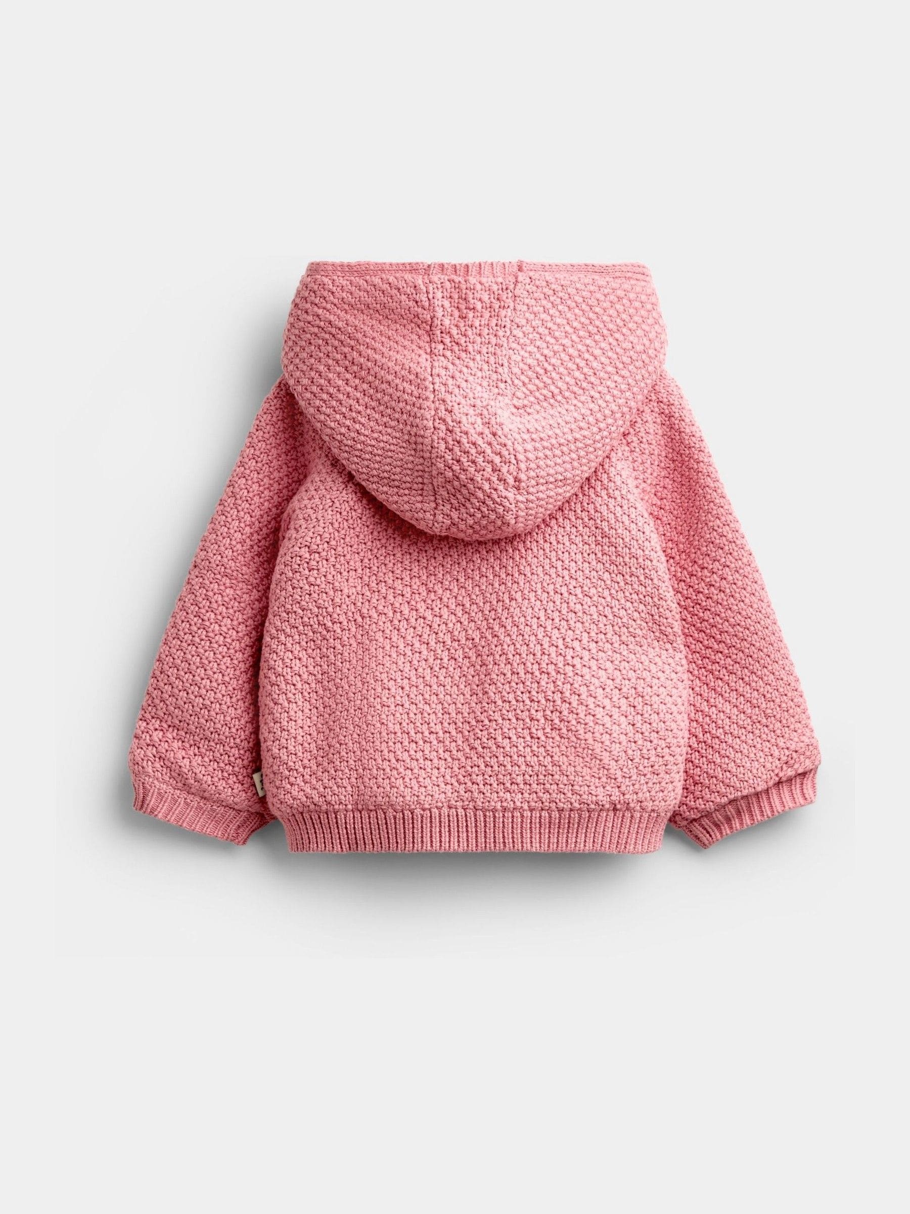 Dsiney Kidz - JoJo Maman Bébé Mid Pink Bunny Appliqué Knitted Baby Hoodie image 2