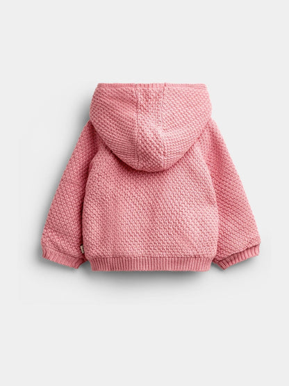 Dsiney Kidz - JoJo Maman Bébé Mid Pink Bunny Appliqué Knitted Baby Hoodie image 2