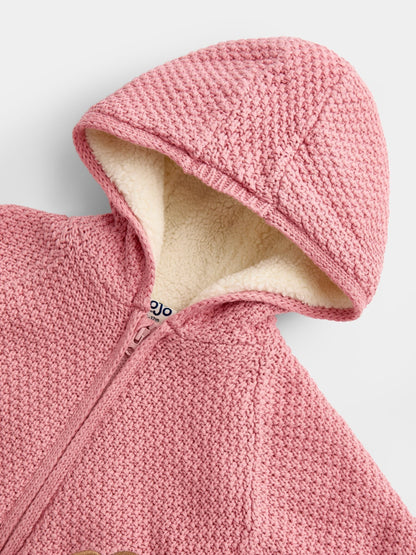 Dsiney Kidz - JoJo Maman Bébé Mid Pink Bunny Appliqué Knitted Baby Hoodie image 3