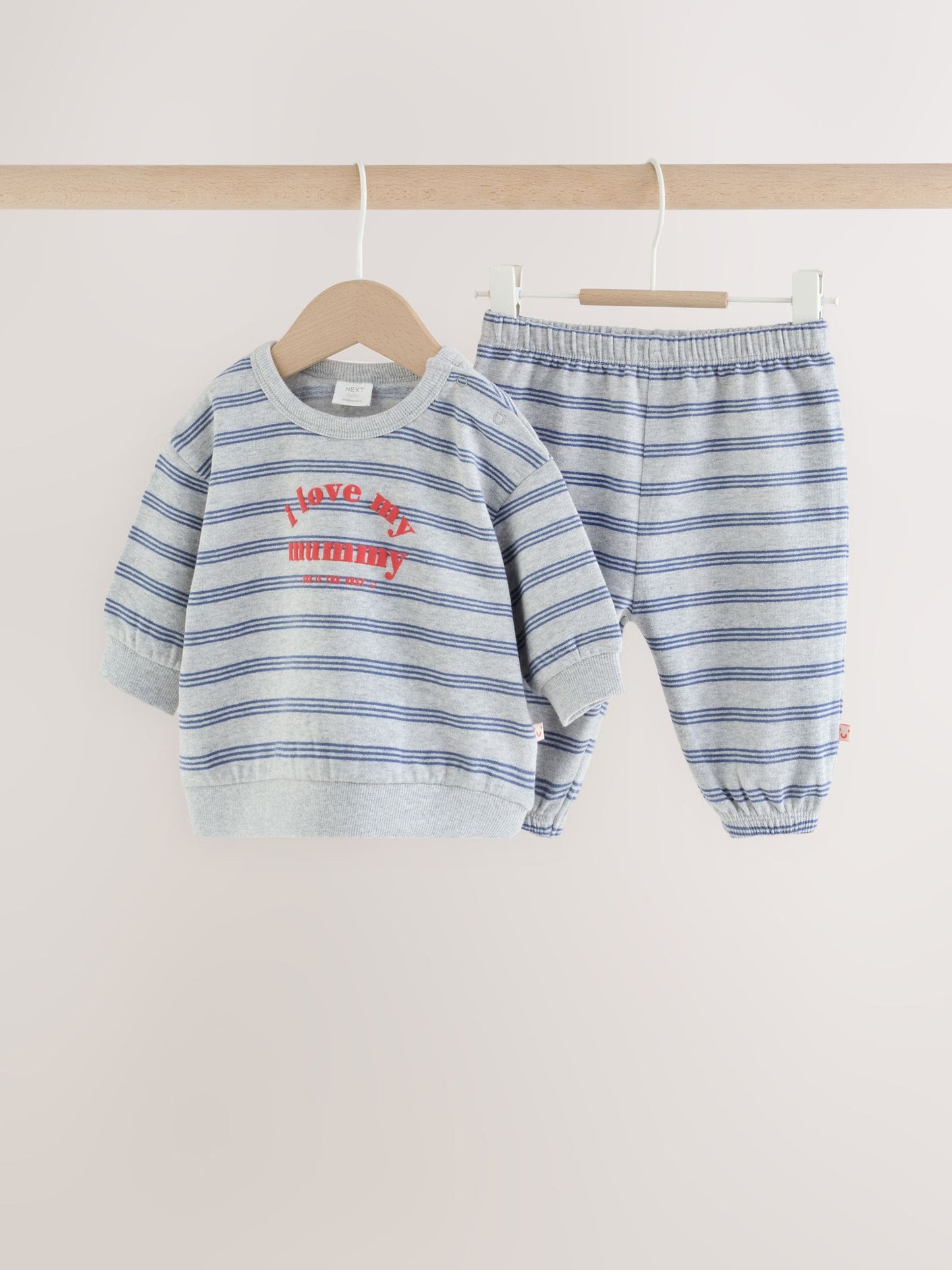 Dsiney Kidz - 'I Love My Mummy' Grey/Blue Sweatshirt and Joggers Baby Set (0mths-2yrs) image 1