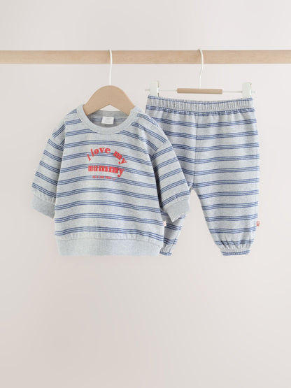 Dsiney Kidz - 'I Love My Mummy' Grey/Blue Sweatshirt and Joggers Baby Set (0mths-2yrs) image 1