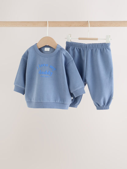 Dsiney Kidz - 'I Love My Daddy' Blue Sweatshirt and Joggers Baby Set (0mths-2yrs) image 1