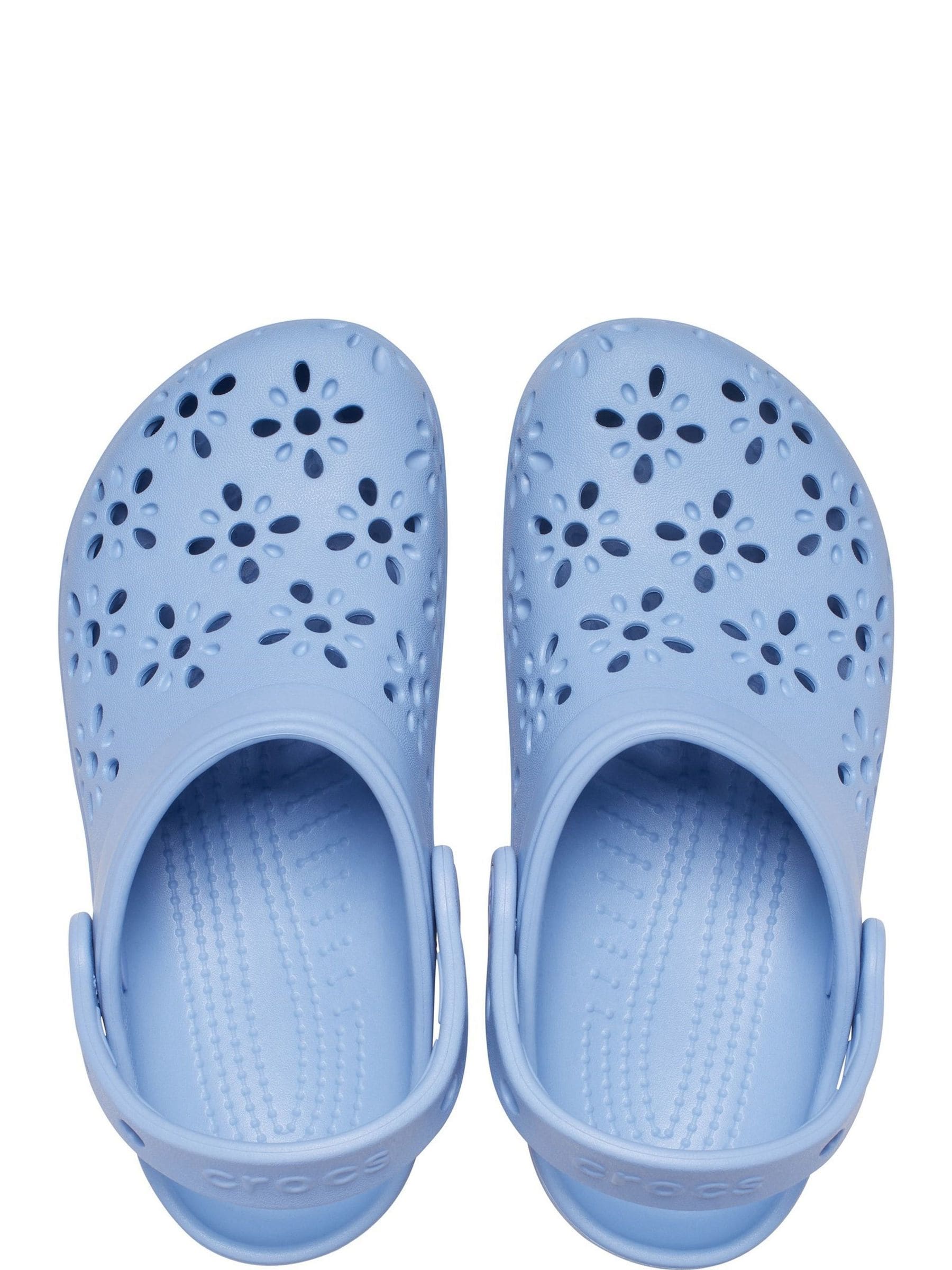 Crocs Blue Classic Floral Cut Out Clogs image 5
