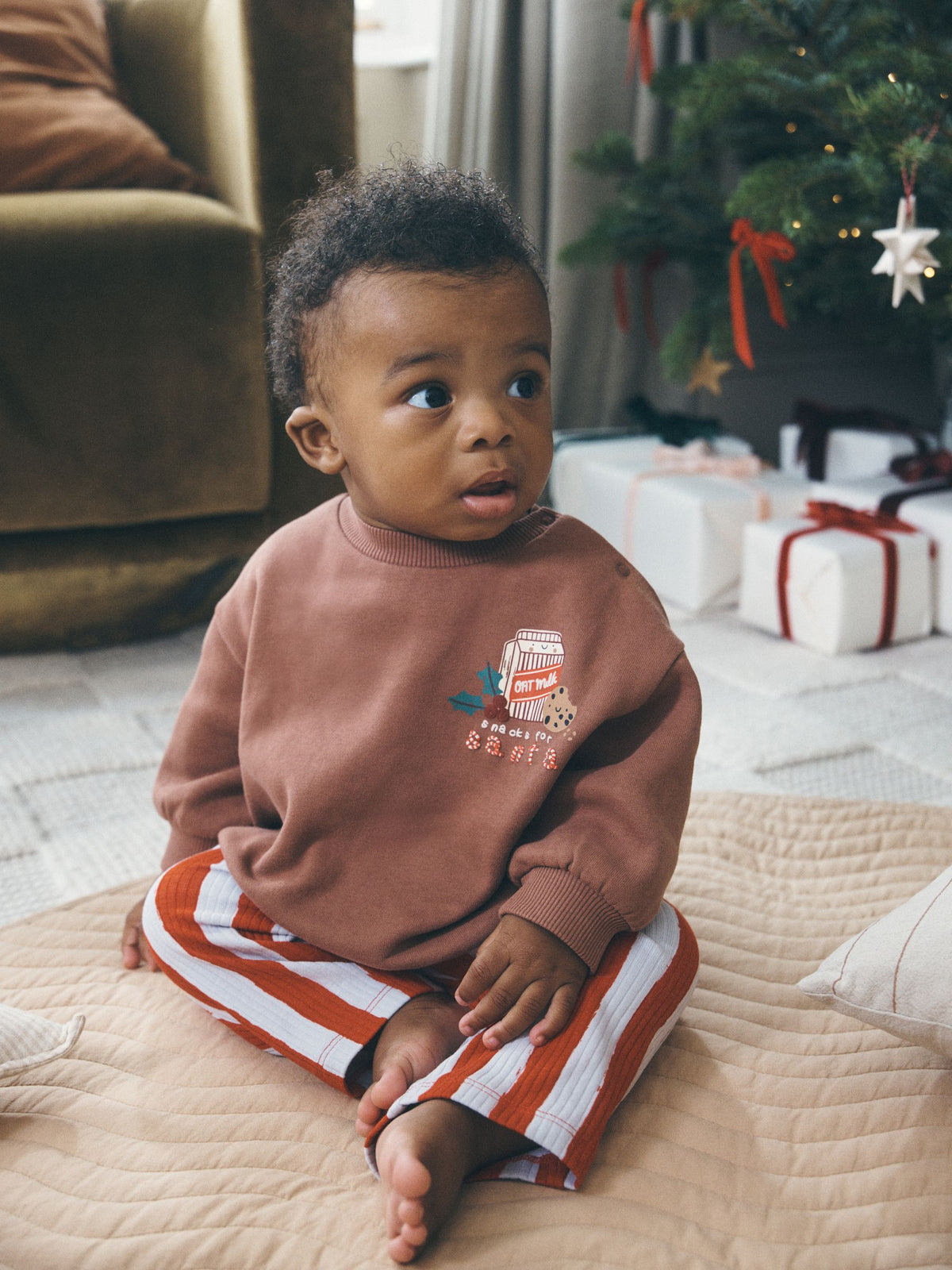 Brown Sweatshirt and Wide Leg Leggings Christmas Baby Set (0mths-2yrs) - image 2