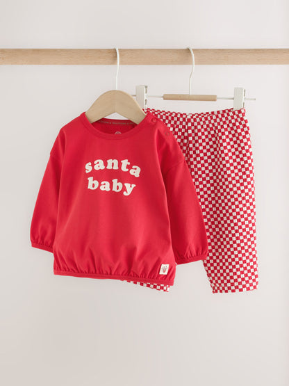 Red Santa T-Shirt and Leggings Baby Set (0-18mths) - image 1