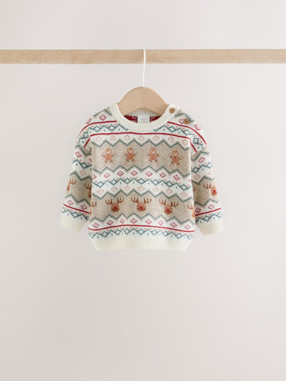 Dsiney Kidz - Neutral Fairisle Christmas Knitted Jumper and Leggings Set (0mths-2yrs) image 2