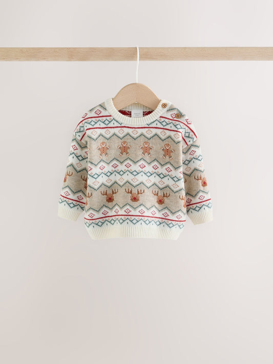 Dsiney Kidz - Neutral Fairisle Christmas Knitted Jumper and Leggings Set (0mths-2yrs) image 2