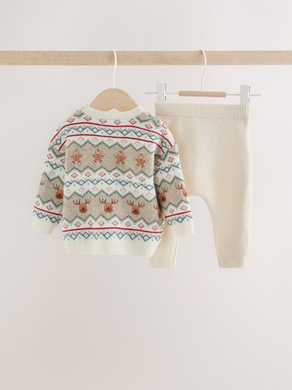 Dsiney Kidz - Neutral Fairisle Christmas Knitted Jumper and Leggings Set (0mths-2yrs) image 4