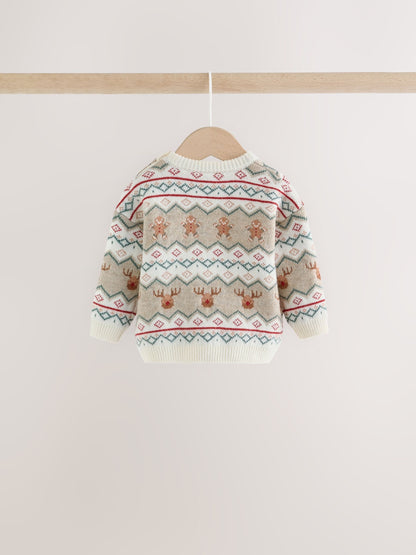 Dsiney Kidz - Neutral Fairisle Christmas Knitted Jumper and Leggings Set (0mths-2yrs) image 5