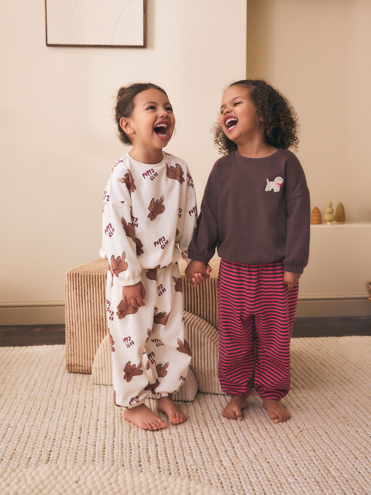 Brown/Cream Jogger Pyjamas 2 Pack (9mths-12yrs) - image 1