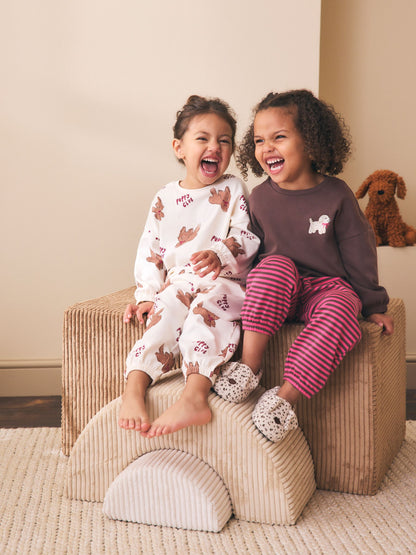Brown/Cream Jogger Pyjamas 2 Pack (9mths-12yrs) - image 2