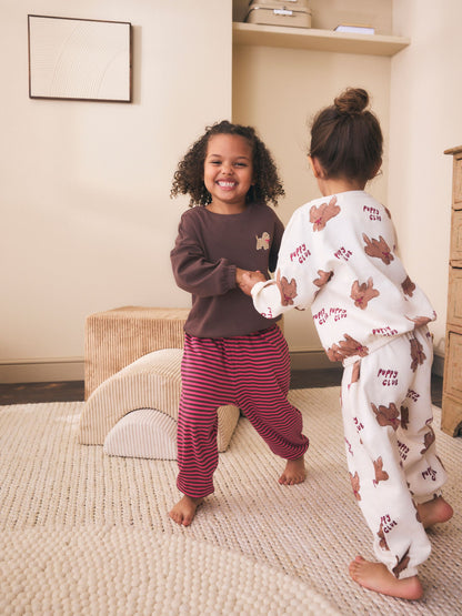 Brown/Cream Jogger Pyjamas 2 Pack (9mths-12yrs) - image 3