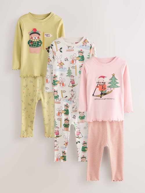Dsiney Kidz - Pink/Green Snuggle Pyjamas 3 Pack (9mths-12yrs) image 1