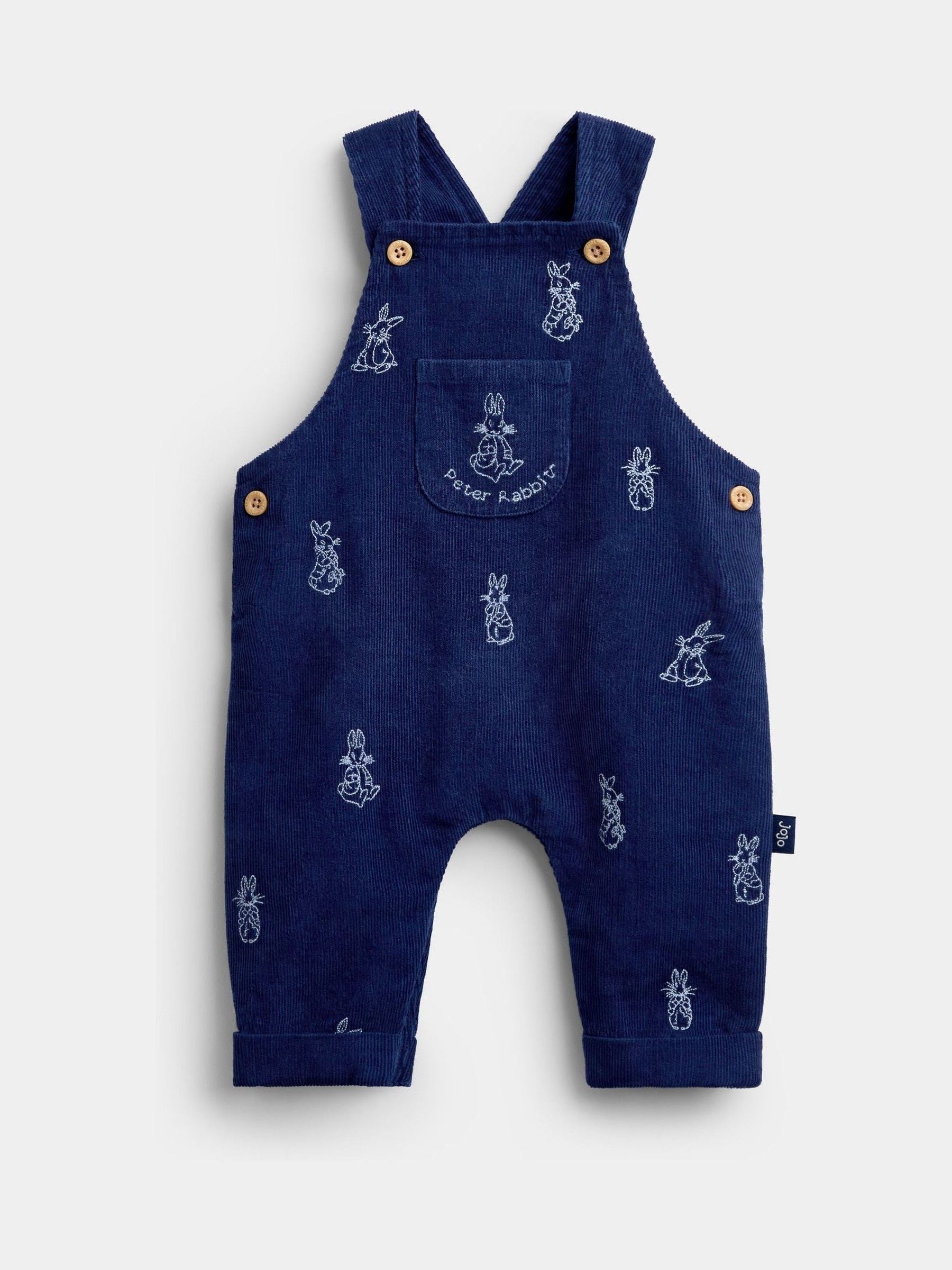 Dsiney Kidz - Jojo Maman Bébé Navy Blue Peter Rabbit™ Embroidered Dungaree & Bodysuit Set image 4