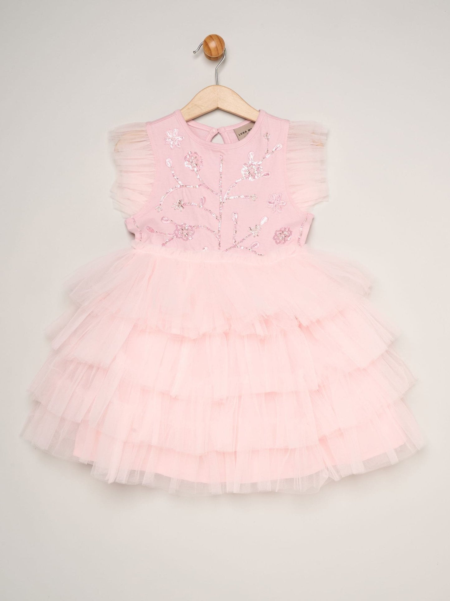 Dsiney Kidz - Miss Pink Embellished Floral Sequin Tulle Dress image 1