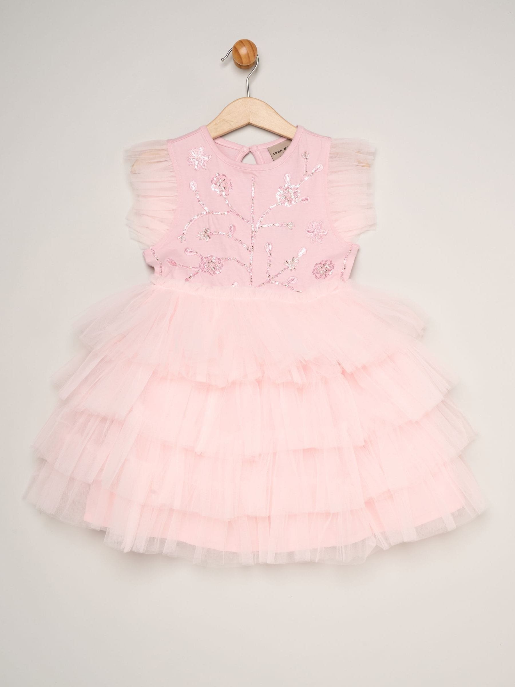 Dsiney Kidz - Miss Pink Embellished Floral Sequin Tulle Dress image 1