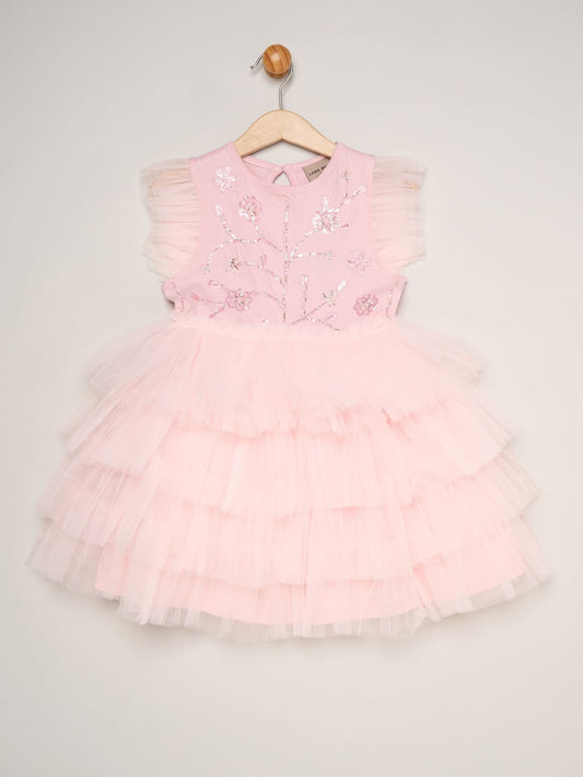 Dsiney Kidz - Miss Pink Embellished Floral Sequin Tulle Dress image 1