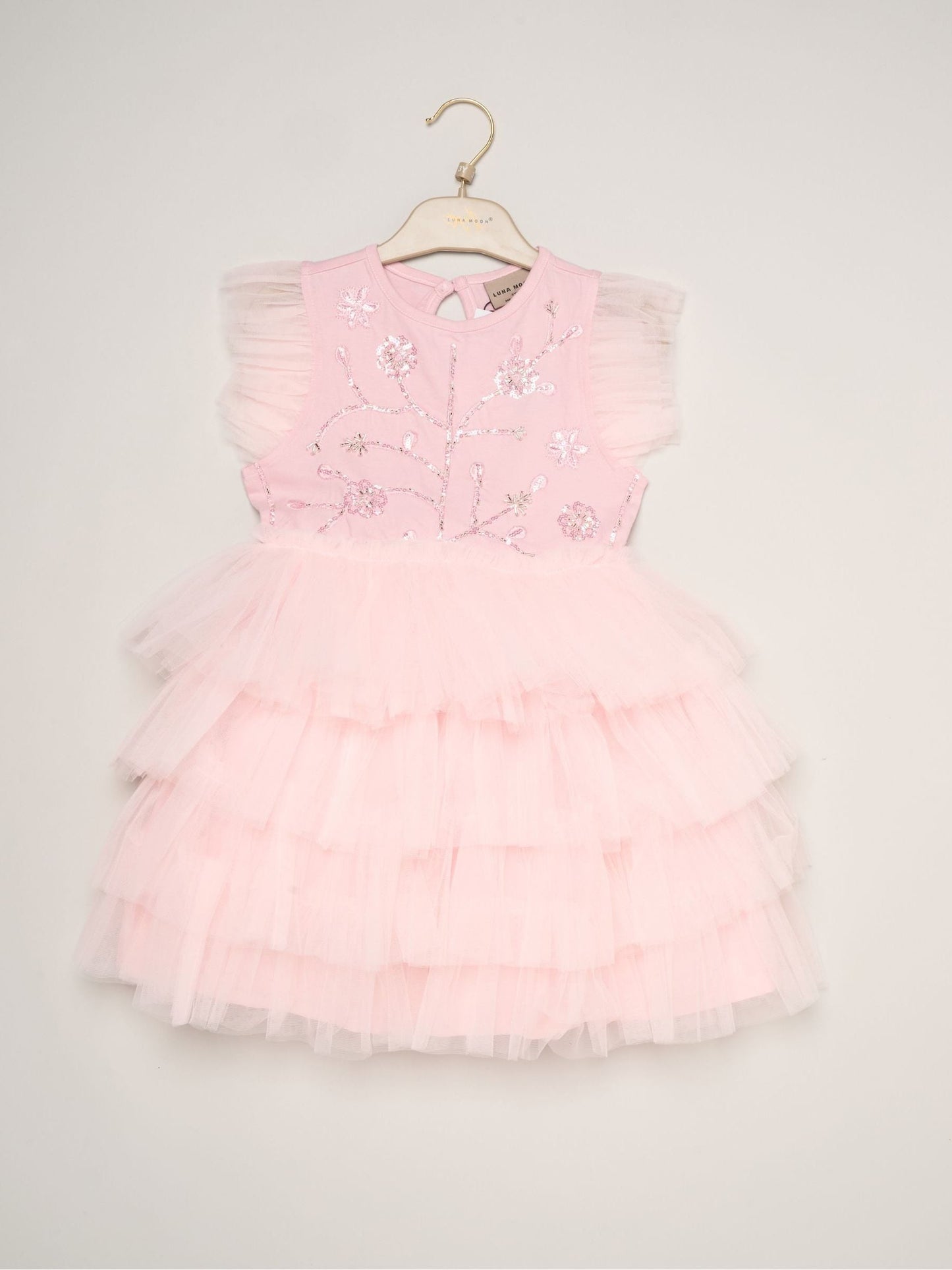 Dsiney Kidz - Miss Pink Embellished Floral Sequin Tulle Dress image 2
