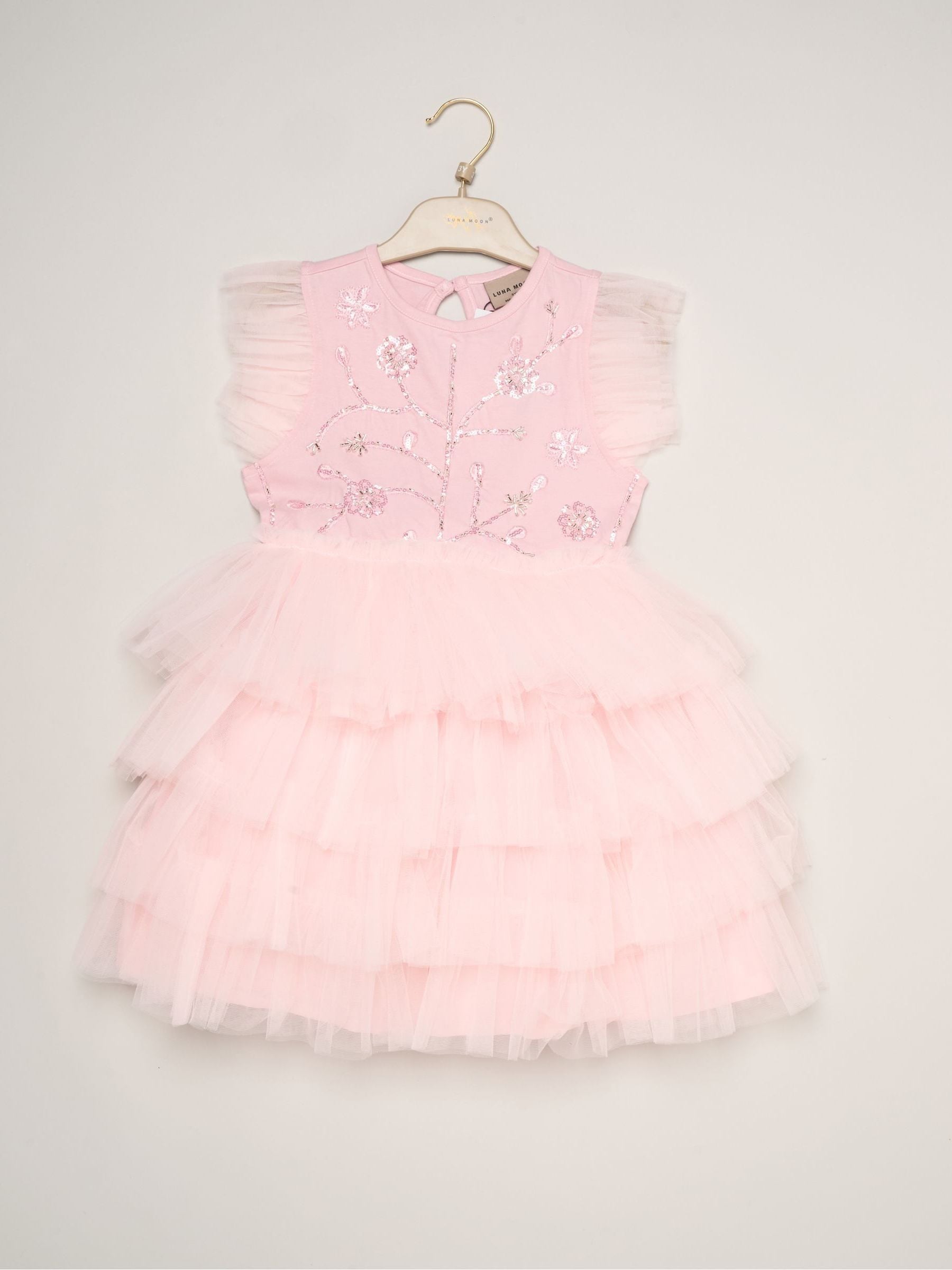 Dsiney Kidz - Miss Pink Embellished Floral Sequin Tulle Dress image 2