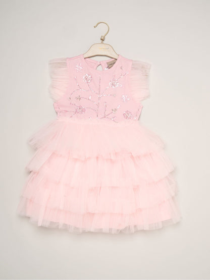 Dsiney Kidz - Miss Pink Embellished Floral Sequin Tulle Dress image 2