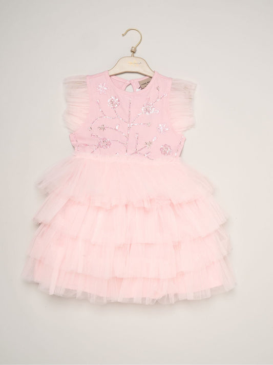 Dsiney Kidz - Miss Pink Embellished Floral Sequin Tulle Dress image 2
