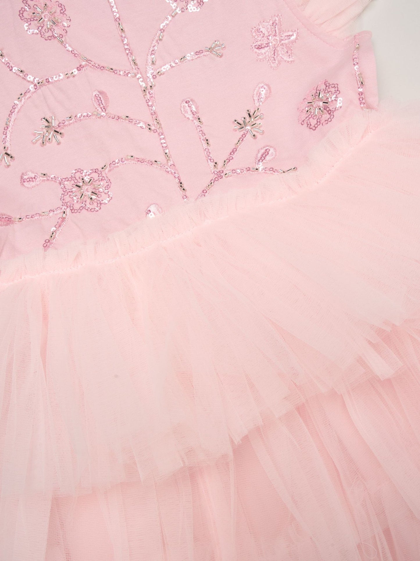 Dsiney Kidz - Miss Pink Embellished Floral Sequin Tulle Dress image 3