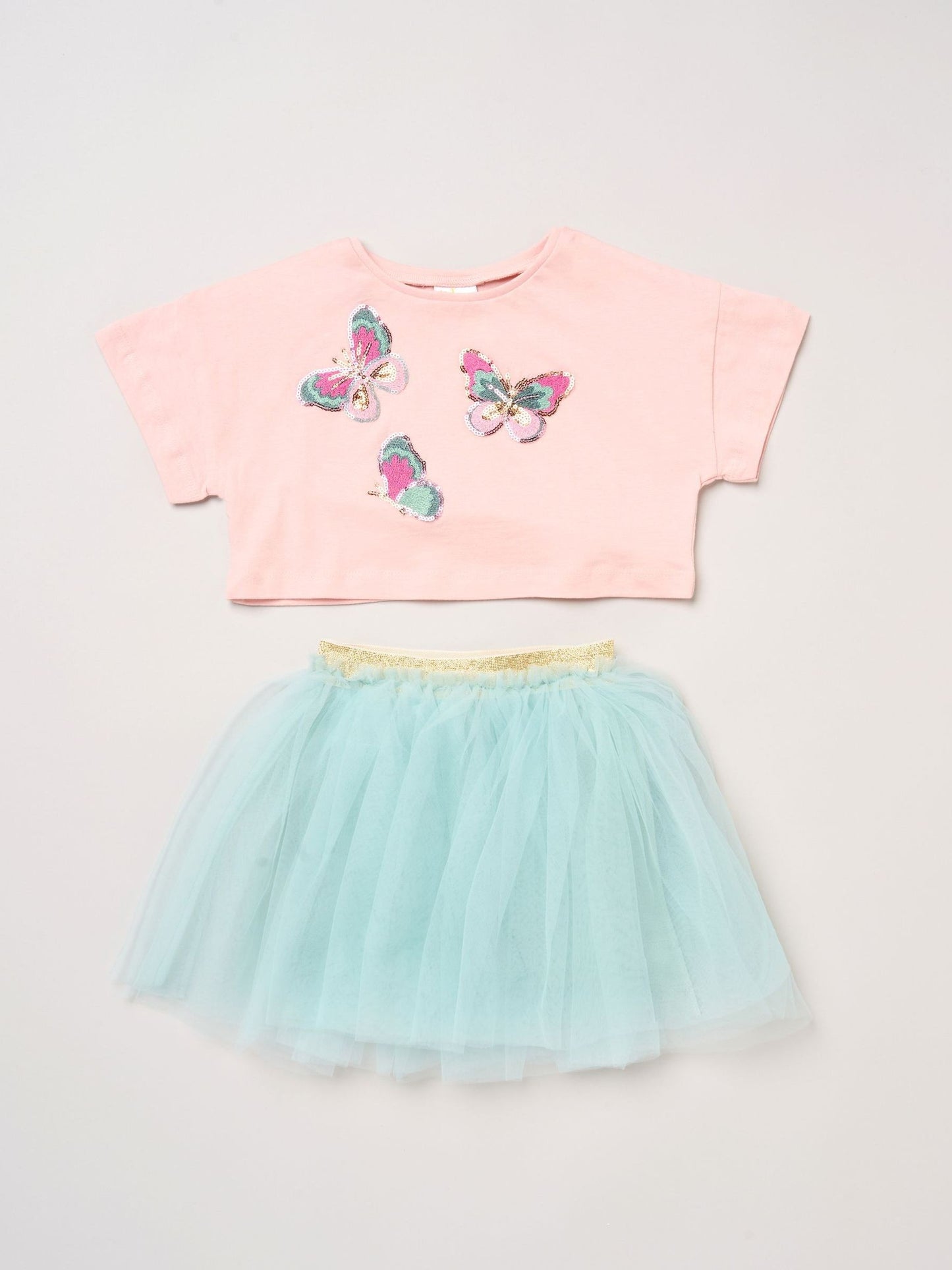 Miss Baby Pink Bow Applique Short Sleeve T-Shirt And Tutu Skirt Outfit Set image 1