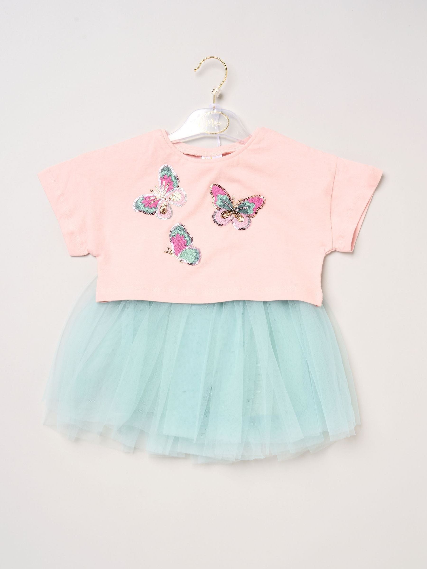 Miss Baby Pink Bow Applique Short Sleeve T-Shirt And Tutu Skirt Outfit Set image 2