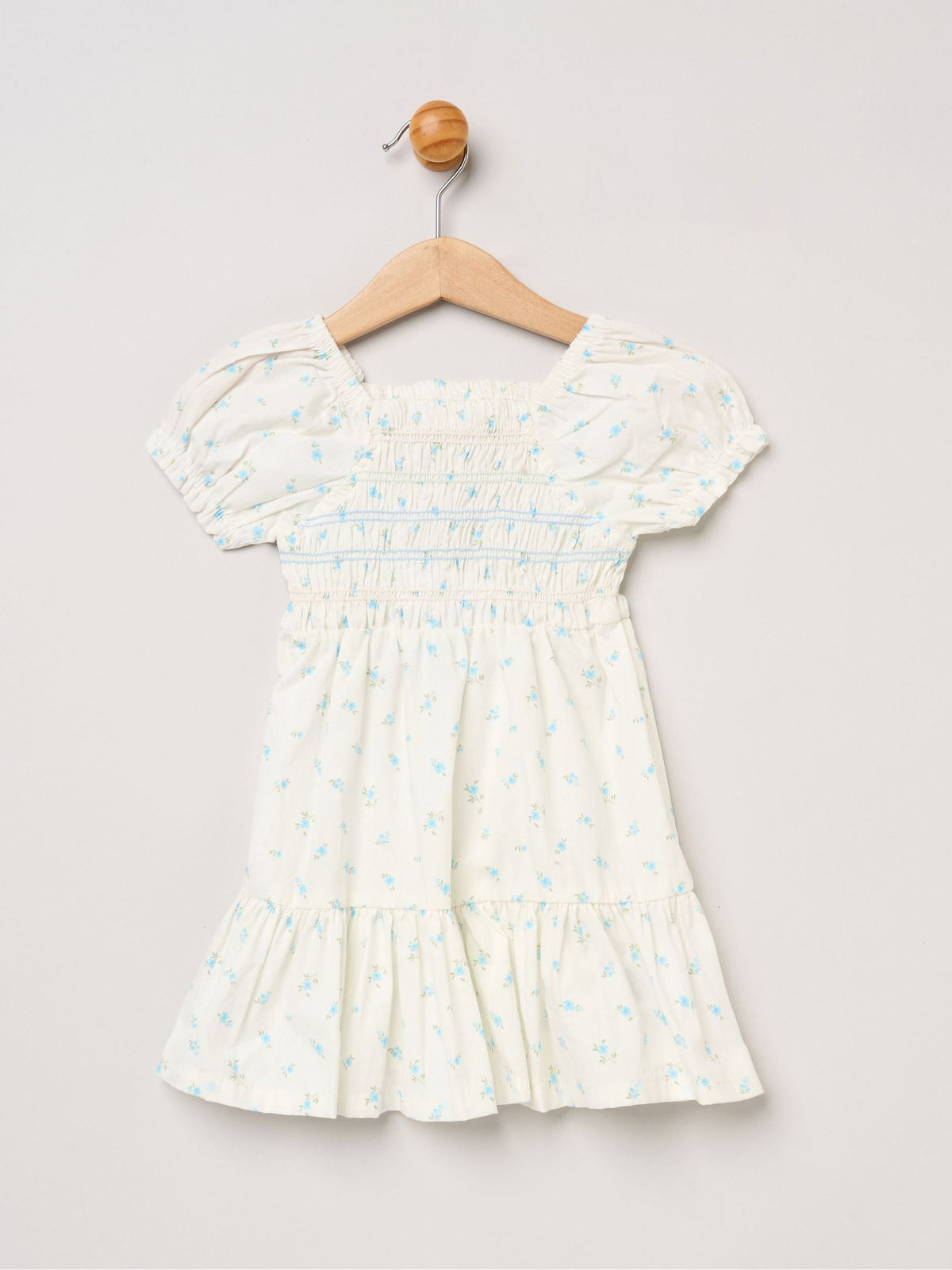 Dsiney Kidz - Miss Blue Ditsy Smocked Embroidery Dress With Matching Headband Set image 2