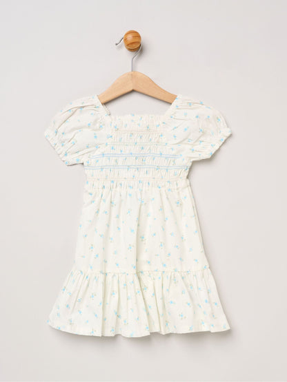 Miss Blue Ditsy Smocked Embroidery Dress With Matching Headband Set image 2