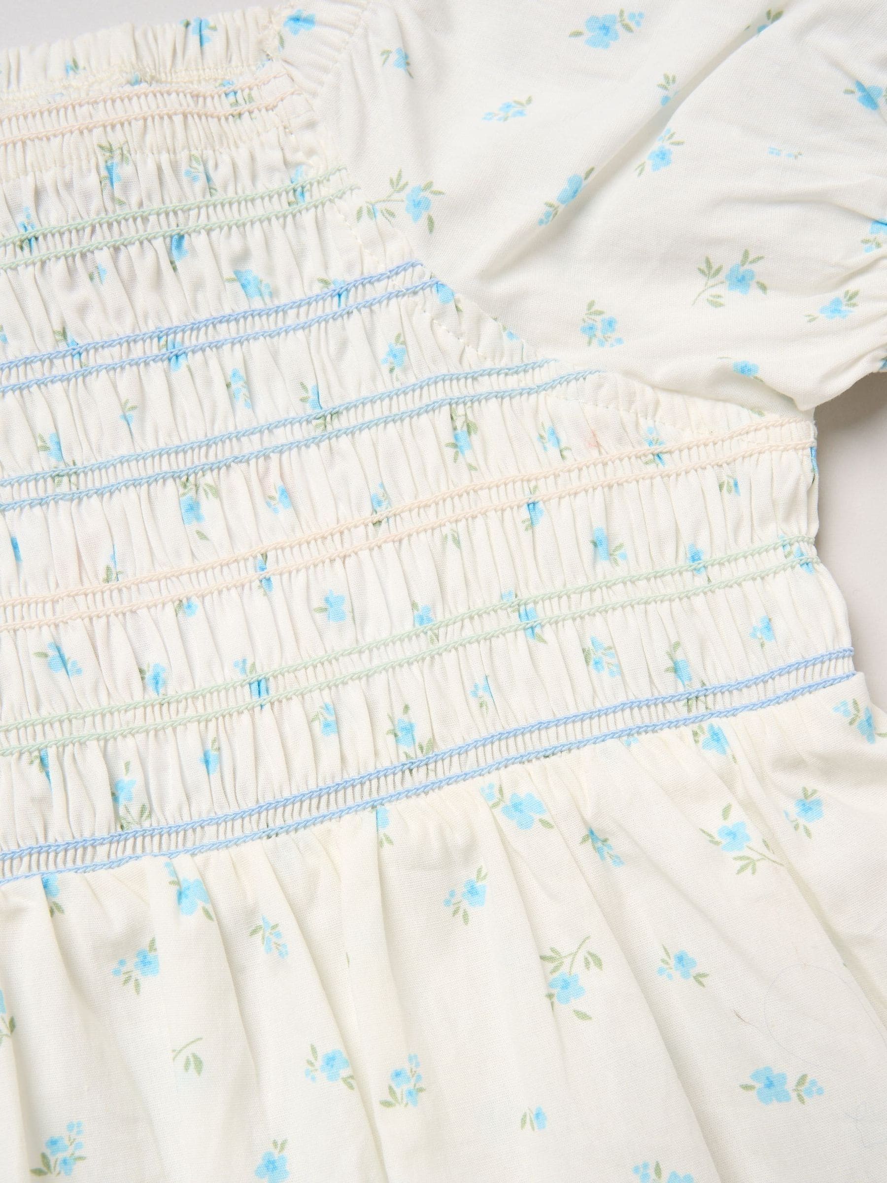 Miss Blue Ditsy Smocked Embroidery Dress With Matching Headband Set image 3