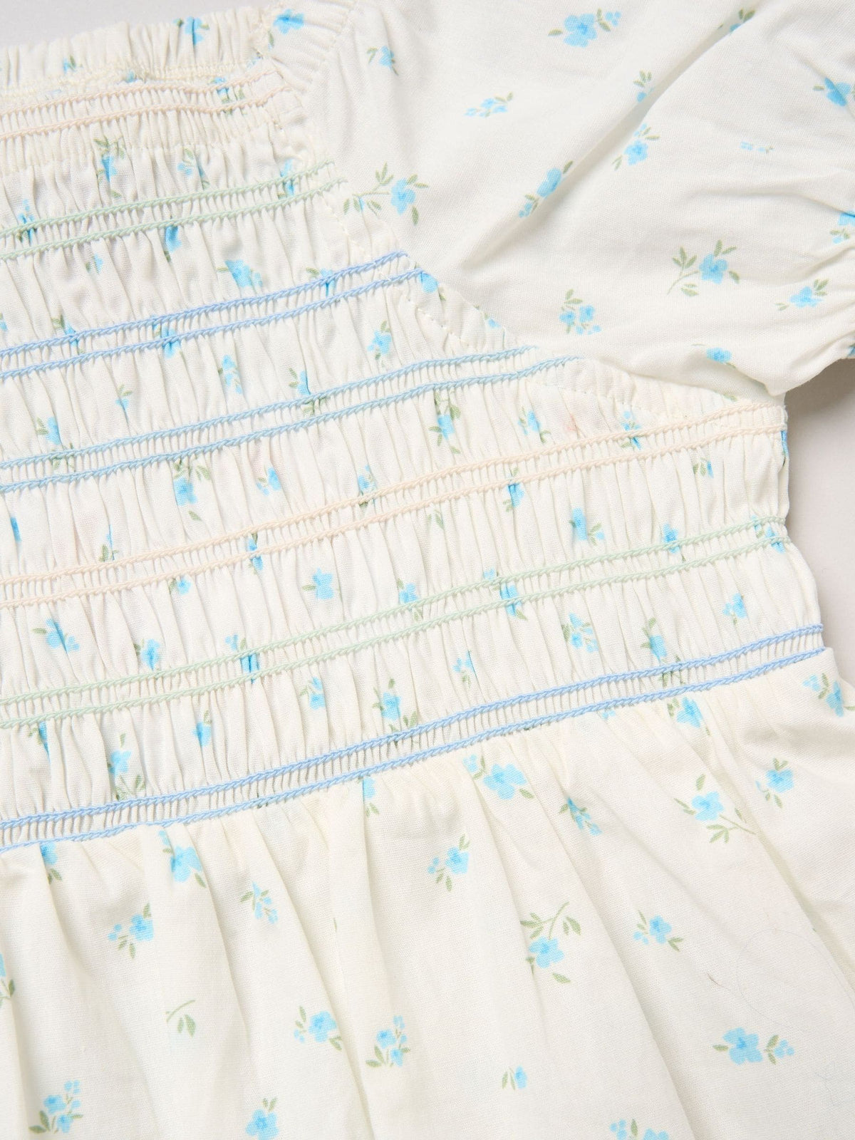 Dsiney Kidz - Miss Blue Ditsy Smocked Embroidery Dress With Matching Headband Set image 3
